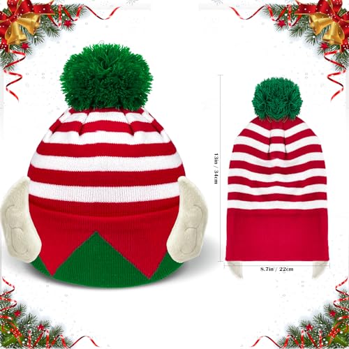 Christmas Elf Knitted Hat for Kids Red and White Stripes Beanie Hat Winter Warm Hat Costume Hat New Year's Gifts Home Christmas Party4
