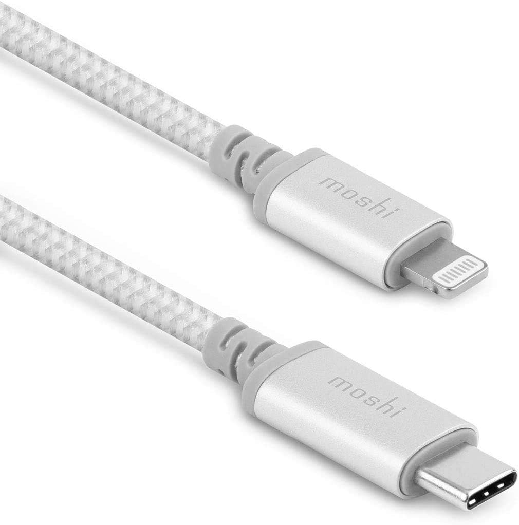 Moshi Integra USB C to Lightning Cable 4ft/1.2m, Mfi-Certified, Power Delivery, Fast Charging 30W, [Durable Ballistic Nylon Braided] for iPhone 12/11/iPad [for Use of USB C Charger], Titanium Gray