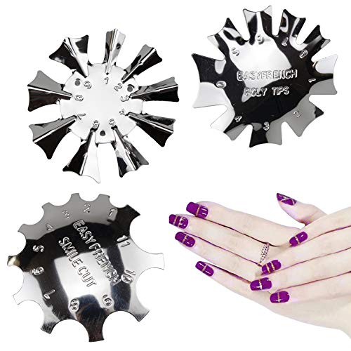 French Nail Cutter, 3Pcs Nail Art Manicure Edge Trimmer, Easy French Smile Line Cutter Nail Art Acrylic Tool Kit with 11 Sizes