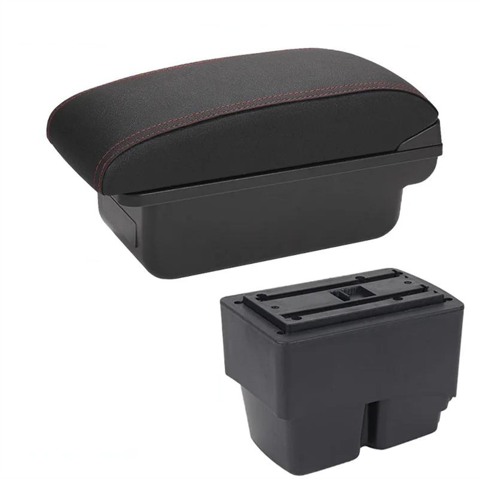 YSDSLS Car Center Console Storage Box Multifunctional Interior Accessories For Fiesta(C1 Black red NO USB)