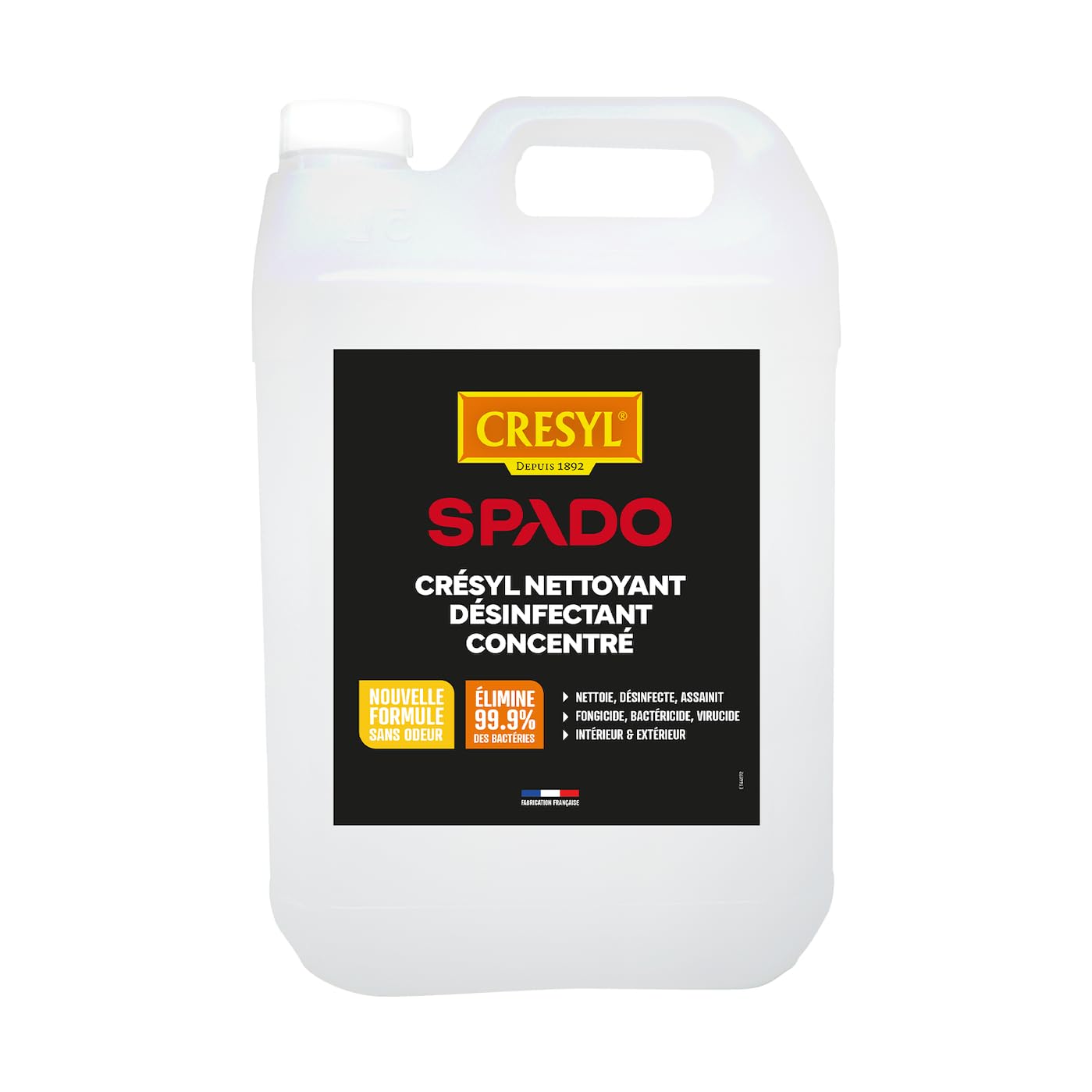 SPADO - Crésyl concentré - Désinfectant, bactéricide et levuricide - Nettoyant - Efficacité longue durée - Elimine 99,9% des bactéries - 5L - Fabriqué en France