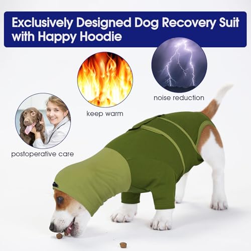 Image of FUAMEY Dog Surgery Suit Female Spay, Anti Licking for Dogs, Turtle Neck Surgical Recovery Suit Male Neuter Suit, Alternative to Cone for Dog, Puppy Onesies for Surgery Recovery Small Dogs (Green, XS)