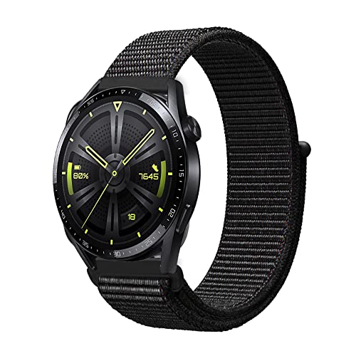 Niboow 22mm Armband für Huawei Watch GT 6/GT 6 Pro/GT 5/GT 5 Pro/GT 4/GT 3/GT 2 Pro (46mm) Nylon Ersatzarmband Armbänder für Huawei Watch 5/Watch4/Watch3 Pro (46mm)/Watch 4 Pro 48mm-Schwarz