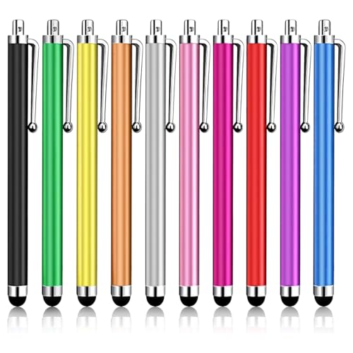 GNALIA Lot De 10 Stylets Tablette, Taille Standard, Noir Argent Rouge Rose Or Orange Vert Violet Azur, Pour Écran Tactile Téléphone Portable