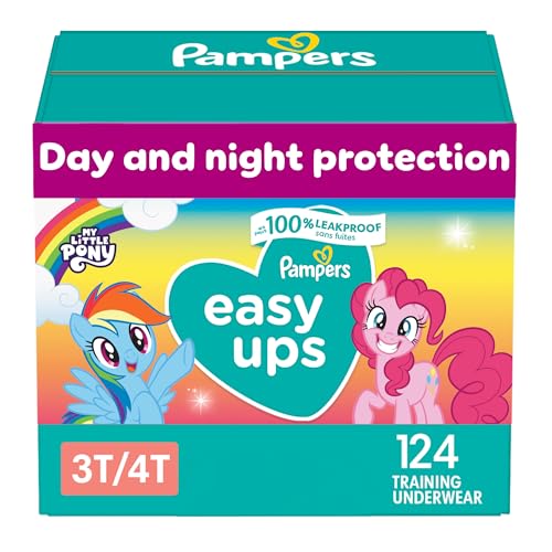 Image of Pampers Easy Ups Girls & Boys Potty Training Pants - Size 3T-4T, One Month Supply (124 Count), My Little Pony Training Underwear (Packaging May Vary)