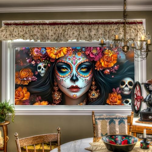 Película decorativa adhesiva para ventana diseño calavera floral