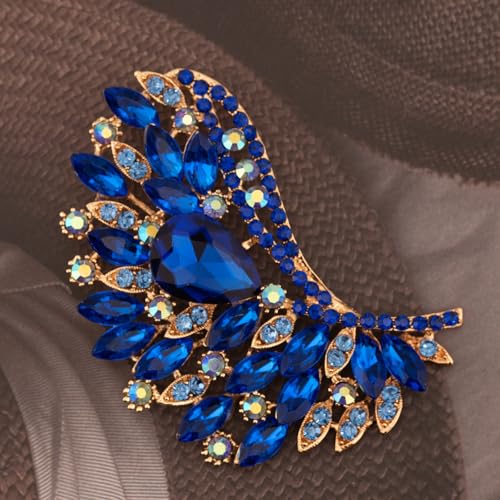 Image of Rhinestone Crystal Big Large Brooch Pin Jewerly Accessory Wing shape Gold Tone