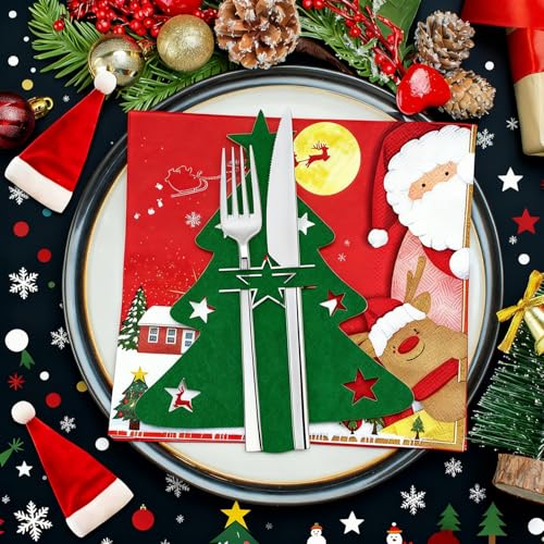 KKSTOTO Besteckhalter Weihnachten, 12 Stück Besteckhalter Weihnachten...