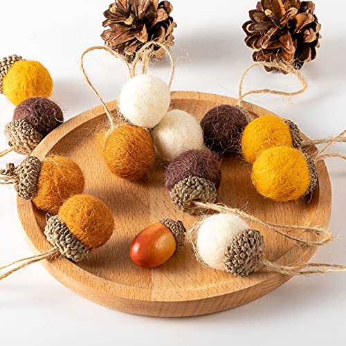 Boao 18 Pcs Felt Acorn Ornaments Fall Thanksgiving Wool Pom