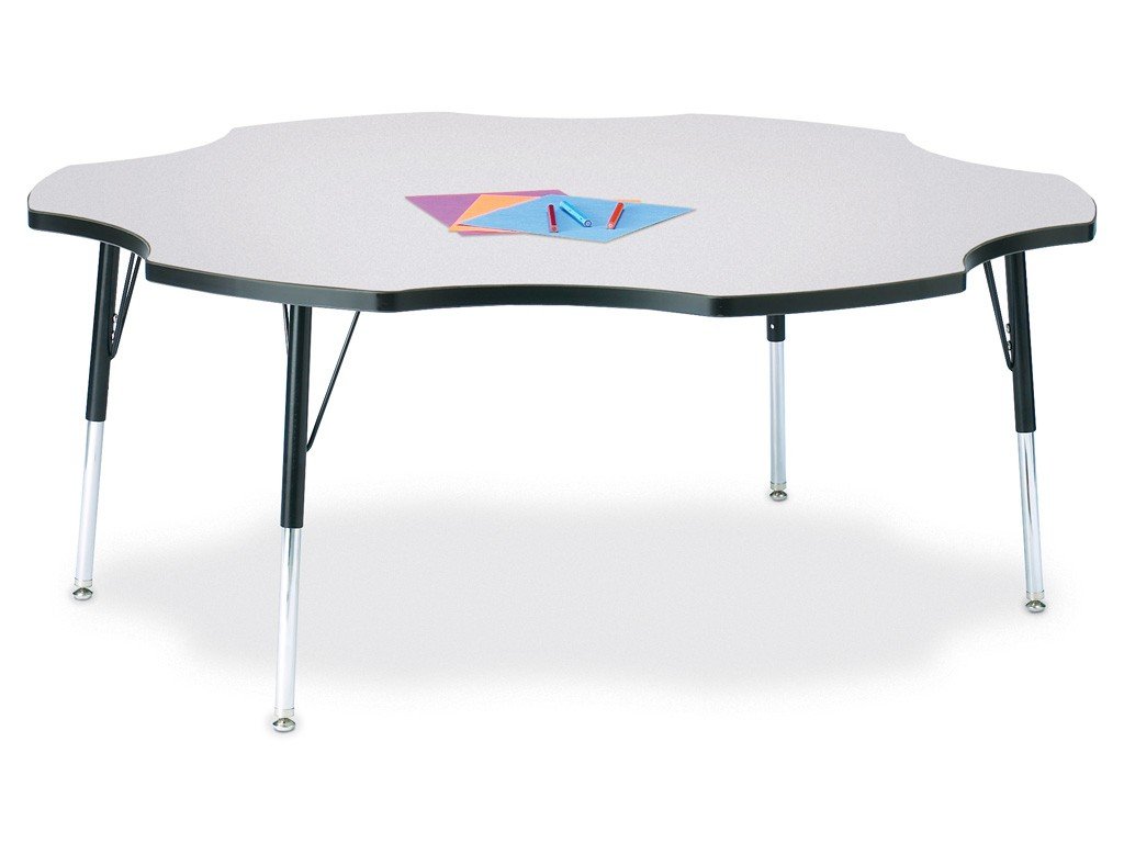 Berries Six Leaf Kids Activity Table - 60", E-Height - Gray/Black/Black