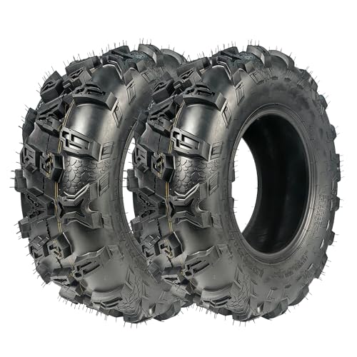Pack of 2 25 x 10 x 12 ATV Tires - Enhanced Grip and Stability for 25x10-12 UTVs, All Terrain Tire 25x10-12 in Heavy-Duty Tires AT25X10-12 2pcs