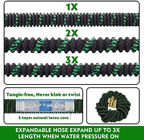 100 FT Garden Hose Expandable Hose - All New 2026 Flexible Water Hose with 10 Functions Spray Nozzle - Car Wash Hose with Solid Brass Connector, Leakproof Lightweight Expanding Pip image 8