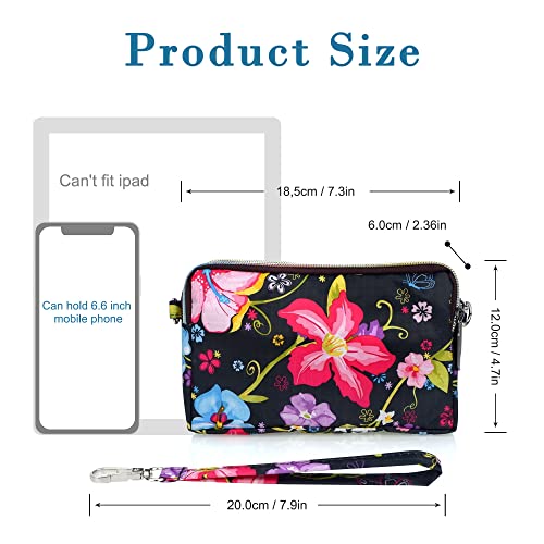 image for conisy Nylon Wristlet Purses for Women,3 Layers Zipper Small Crossbody
