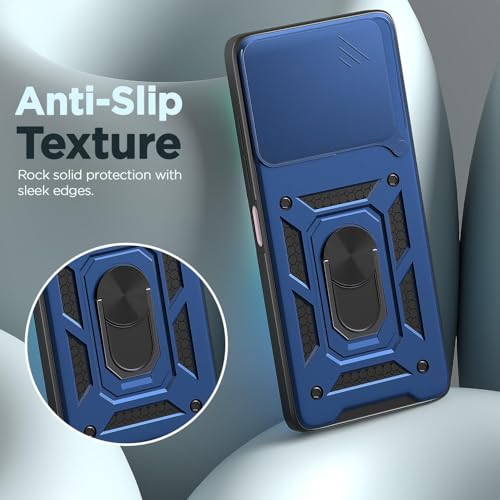 Image of Luxe Back Cover for Poco M6 Plus 5G / Redmi 13 5G | D10 Tough Armor | Sliding Camera Shield | 360 Protection | Kickstand Ring Holder | Military-Grade Shockproof Bumper