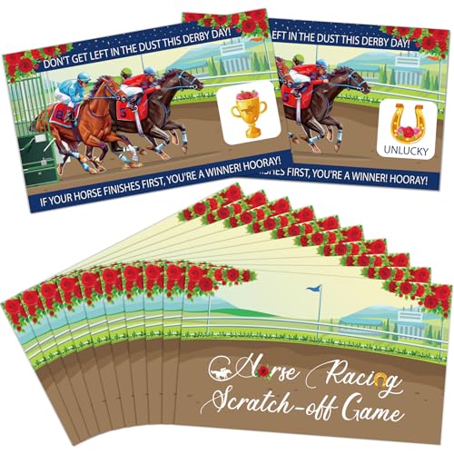 90 piezas cartas rasca y gana juego Kentucky Horse Derby miniatura 1
