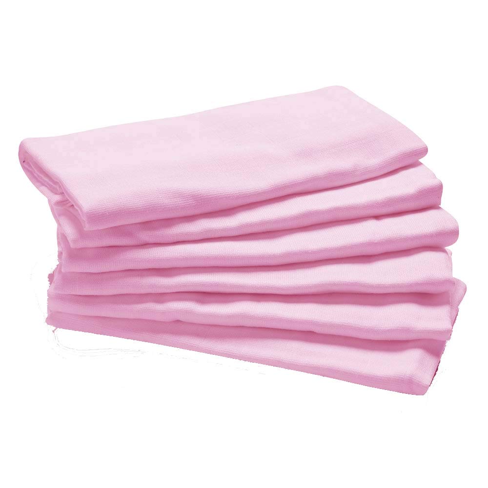ans Nappy Cloth Set of Baby Pink Soft Pure Cotton and Highly Absorbent (70x70 cms) (6 Pc Set)-image-37