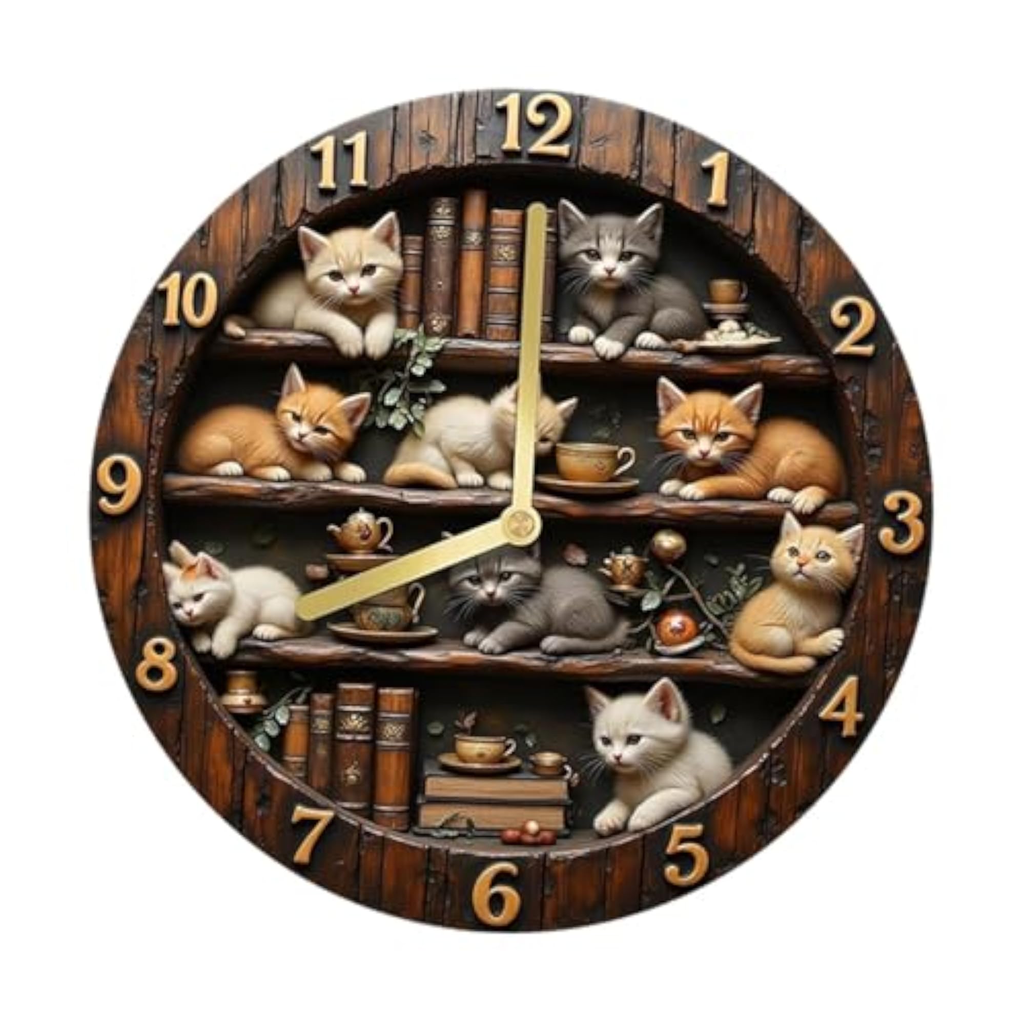 2D Retro Design Wooden Wall Clock for Bar & Cafe