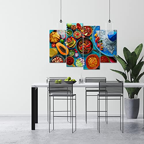 Nachic Wall 4 Piece Kitchen Canvas Wall Art Colorful Mexican Food Picture Photo Prints For Dining Room Decorations Modern Still Life Vegetables Fruit Painting Restaurant Decor Artwork Ready To Hang #TOP1