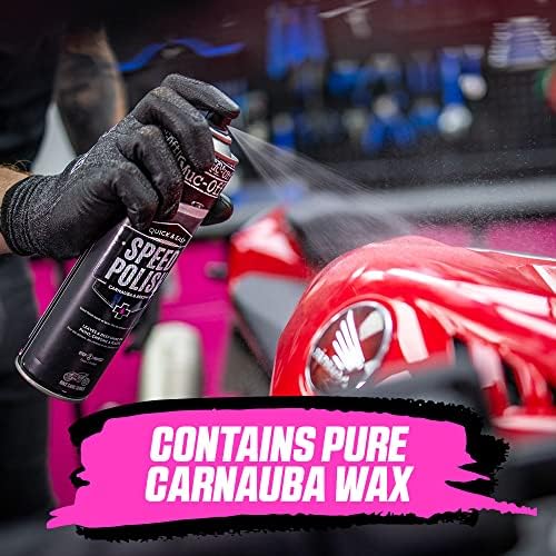 Muc-Off 627 Motorcycle Speed Polish, 400 Millilitres - Motorbike Polish And Wax In One - Contains Carnauba Wax And Beeswax For Durable, Glossy Shine
