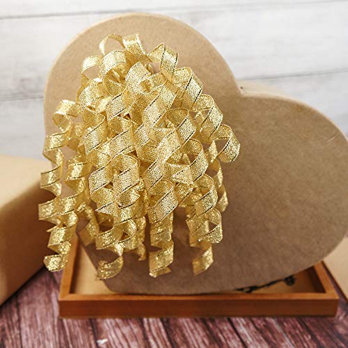 Ct Craft Llc Curly Bows For Gift Wrapping - Curling Ribbon Gold - Ribbons For Crafts - Self-Adhesive Metalic Bows - Ribbons And Bows For Gift Wrapping Christmas, Crafts - 6 Inches Long (6 Count) #TOP3