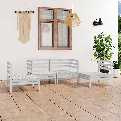Générique Salon de Jardin 4 pcs Blanc Bois de pin Massif Salons de Jardin,3082523