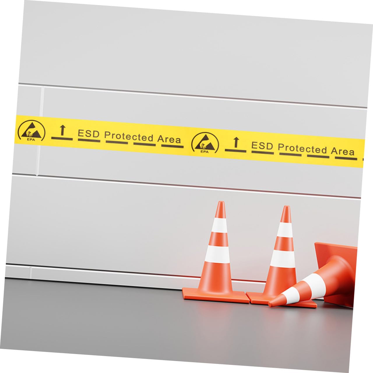 Amosfun 4 Rollen Antistatisches Warnband PVC Sicherheitsklebeband für Esd Bereiche Selbstklebend Wetterfest Hohe Sichtbarkeit Warnmarkierung für Innen und Außenbereiche