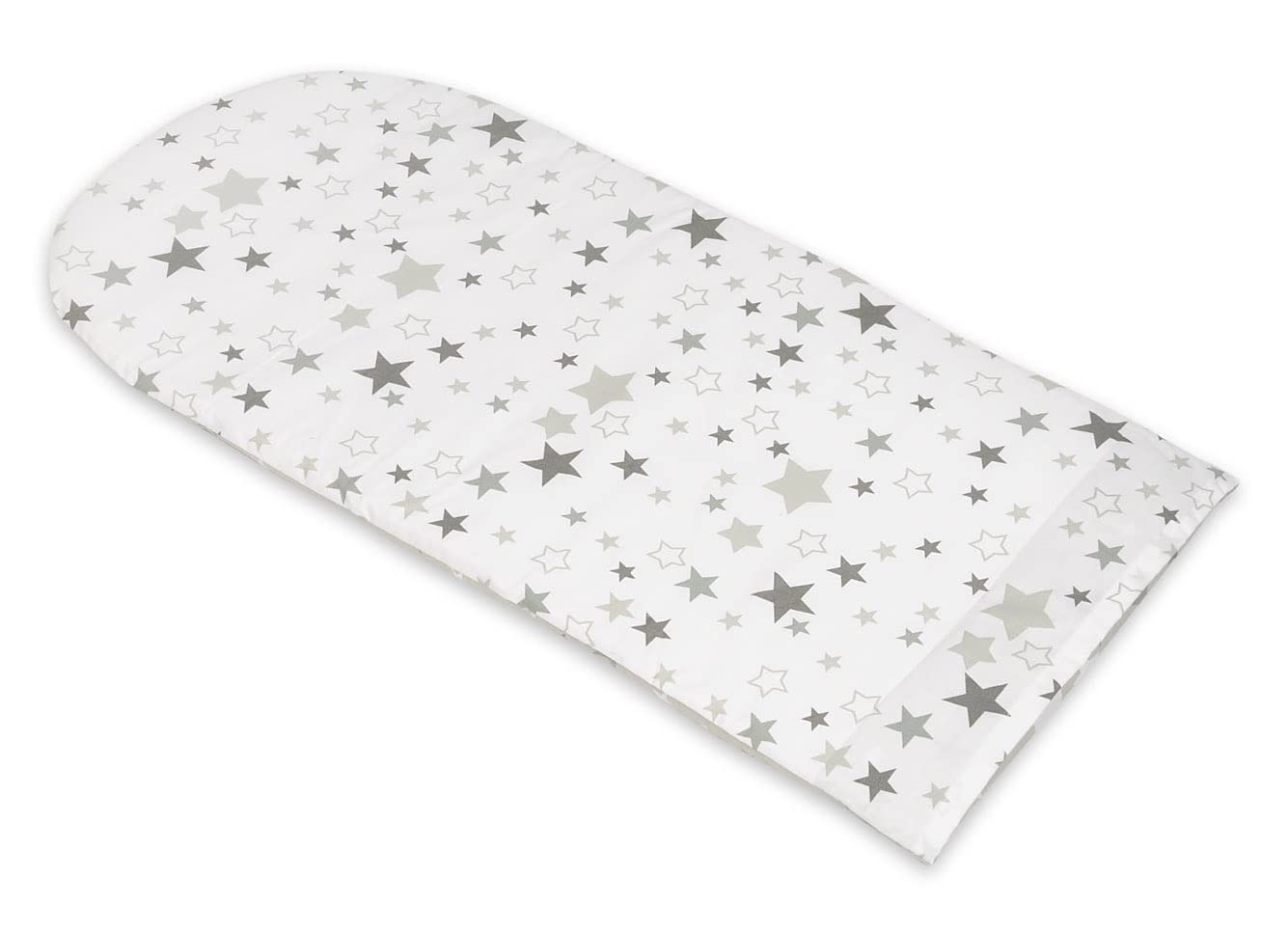 Velinda Riduttore,nido,culla,culletta,bozzolo per letto,neonato,100% cotone (motivo: stelline bianco grigie su sfondo grigio - stelline)