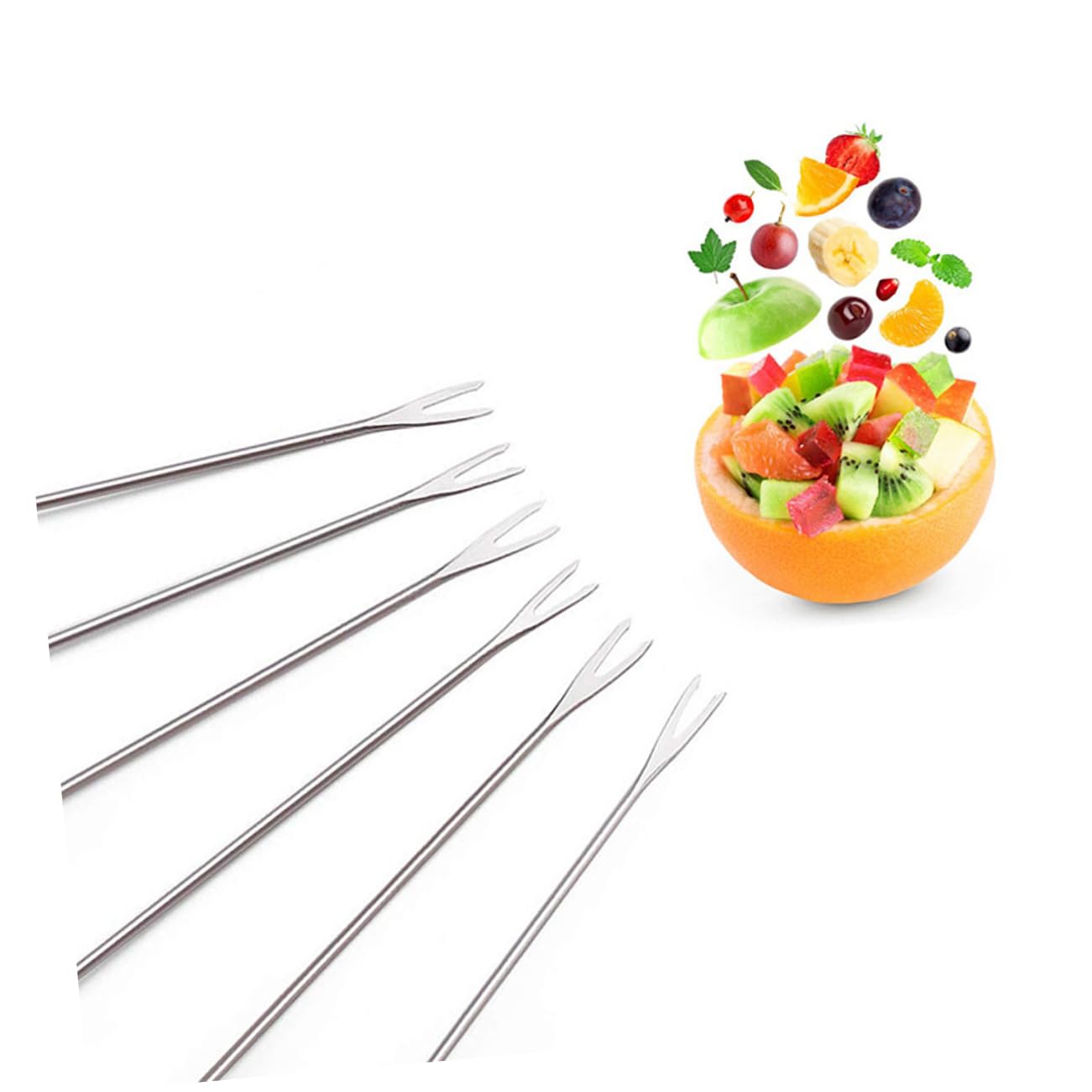 Garneck 5pcs Stainless Steel BBQ Forks Grill Utensils Set for Outdoor Camping Non-Slip Handle Heat Resistant Easy to Clean Random