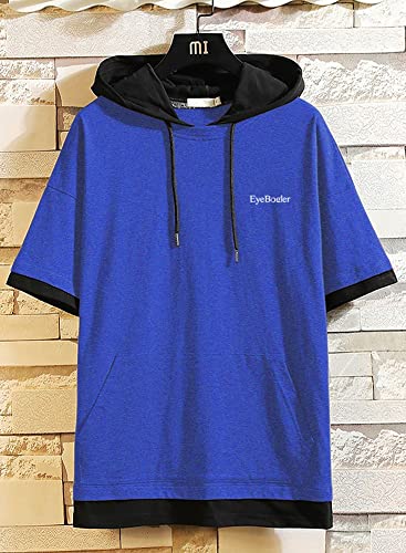Image of EYEBOGLER Men's Trendy Hooded Neck Half Sleeves Solid T-Shirt