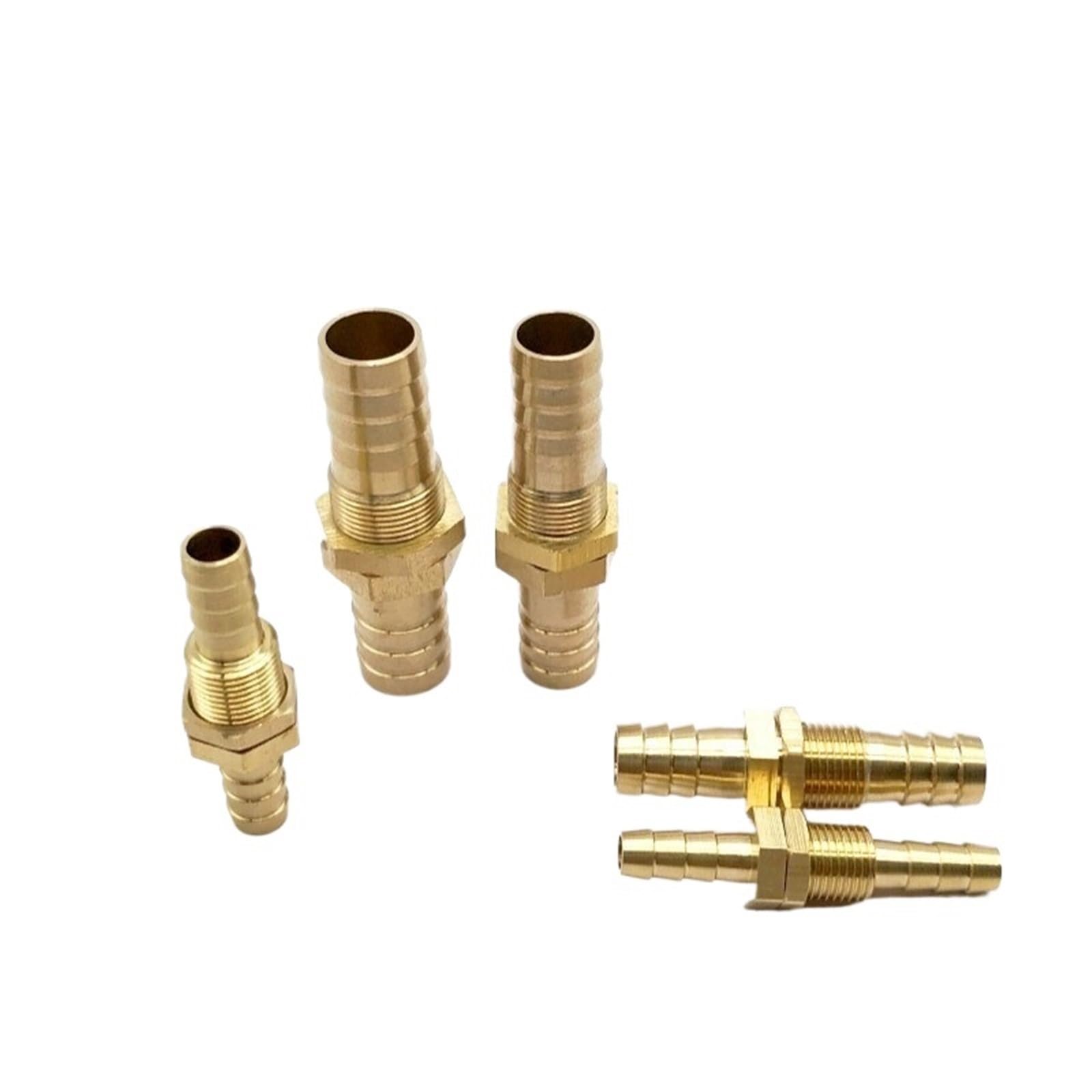 SQQCREATO Brass Hose Connector Hose Barb Bulkhead Brass Barbed Tube Fitting Coupler Connector Adapter For Fuel Gas Water Copper(8mm)