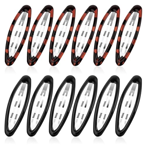 12 Pieces Oval Snap Hair Barrettes for Women