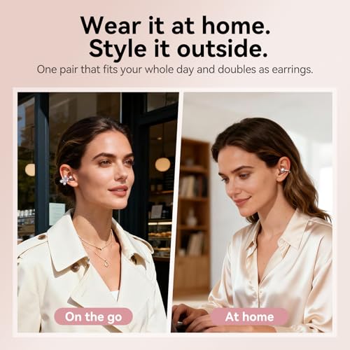 Kinglucky Clip-On Open Ear Earbuds with Detachable Butterfly Earrings, Bluetooth 6.0 Wireless Headphones for Women, 40H Playtime, Comfortable Fit for Small Ears, Sports, Glasses Wearers, Rose Gold - image 3