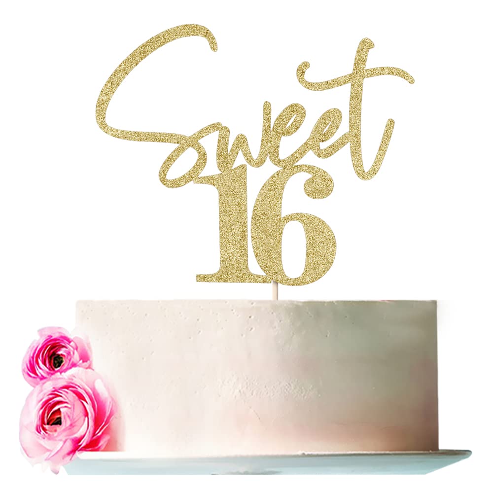 Bejotaa Gold Sweet 16 Cake Topper - 1 Premium Glitter Birthday Cake Topper (B0B2JPHY8H) Amazon Price History, Amazon Price Tracker