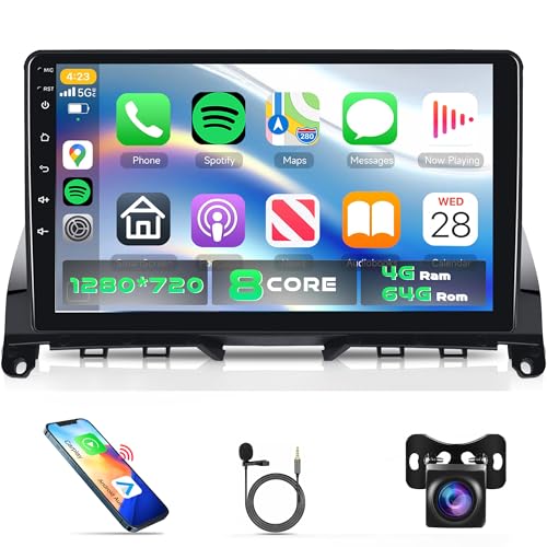 KYNNT Qualcomm Snapdragon chip 8-Core 4G+64G Car Radio for Mercedes Benz C-Class C180 C200 C230 C250 C300 C350 W204 S204 2006-2011, Car Stereo Carplay Android Auto 3D car Model Display GPS WiFi