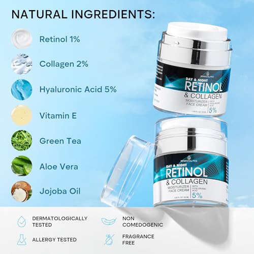 Anti Aging Face and Neck Cream with Retinol and Hyaluronic Acid for Women & Men, 1.85 Fl Oz