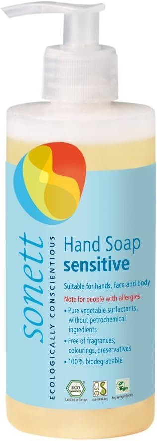 Organic Hand Soap Sensitive Liquid Body Care Suitable For Hands, Face And Body (1 Count) Certified Organically Grown