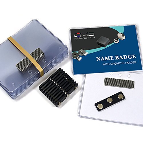 24 Sets of DIY Magnetic Name Badges w/CMS Magnetics 3Mag-1 Badge Magnets - Top Loading Premium Plastic Badge Holders (3