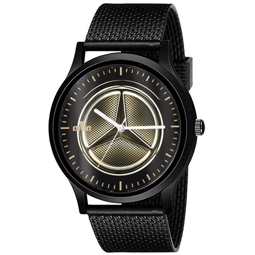 AROA Watch New Watch for Gold Benz Logo Men Black Metal Type Rubber Analog Watch Black Dial for Men Stylish Watch for Boys (B0C2DDRN9W) Amazon Price History, Amazon Price Tracker