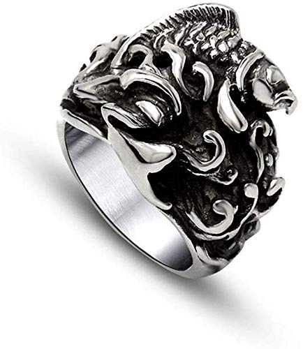 LAMUCH Men's Cool Stainless Steel Japanese Emboss Carp Asian Fish Men Boy Punk Biker Ring Bands