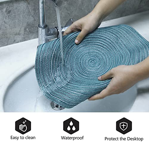 Pauwer Woven Table Placemats and Coaster sets 6, Round Cotton Dinner Table Mats Anti Slip Heat Resistant Place Mats Easy Clean - Image 4
