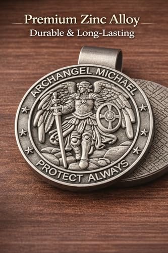Image of Saint Michael Archangel Car Visor Clip, St Michael Medal for Auto Travel Accessories, Guardian Angel Visor Clip, Talisman for Safety, Catholic Gifts for Long Trips Family Friend Driver, 1 Pack
