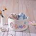 JUPPE Custom Baby Shower Basket, Personzlized Basket with Baby Name, Baby Boy Girl Storage Organizer Cotton Rope Nursery Decor Newborn Gift (style 1) (Mixing Colors)