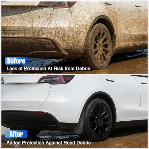 Image of Nilight Mud Flaps Splash Guards for Tesla Model 3 2017-2023 | No Drilling Precision Fit Exterior Accessories Heavy-Duty Splash Guards Protection, Front & Rear Set
