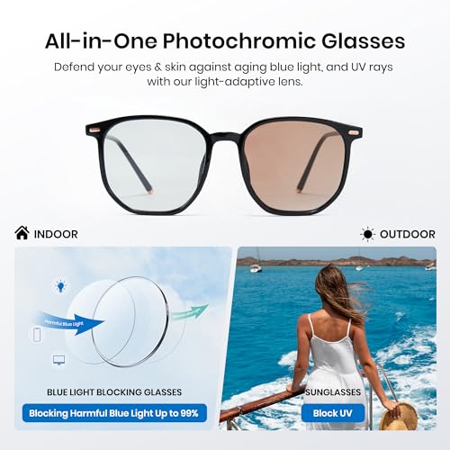 Image of Cyxus Photochromic Blue Light Glasses for Men Women Computer Glasses UV Protection Glasses 8255