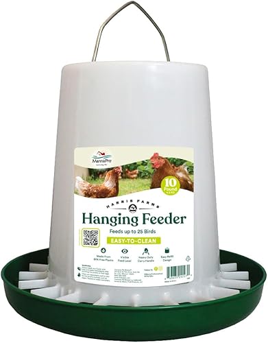Harris Farms Comedero colgante para aves de corral Free Range Base de bloqueo giratorio 10 libras
