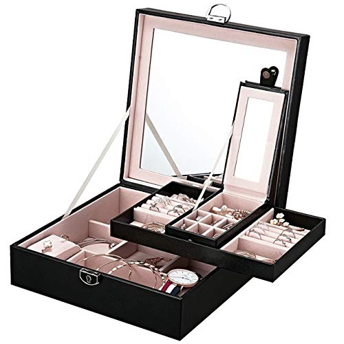 Scatola portagioie in Pelle PU, Organizer per Trucco, Custodia da Viaggio, Contenitore per Orecchini di Compleanno, scatole Regalo