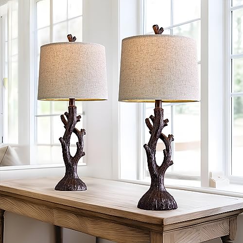 OYEARS-25-Farmhouse-Table-Lamp-Set-of-2-for-Living-Room-Bedroom-Resin-Bedside-Tree-Lamp-Nightstand-End-Table-Lamps-Vintage-Natural-Style OYEARS 25 Farmhouse Table Lamp Set of 2 for Living Room Bedroom Resin Bedside Tree Lamp Nightstand End Table Lamps Vintage Natural Style