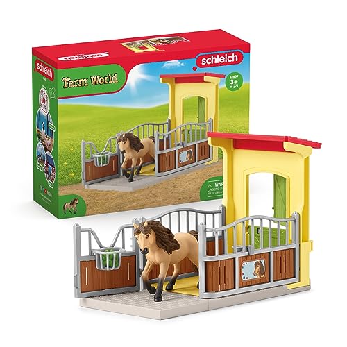Box para Ponis Schleich 42609 Establo con Caballo de Juguete Farm World 4 Piezas