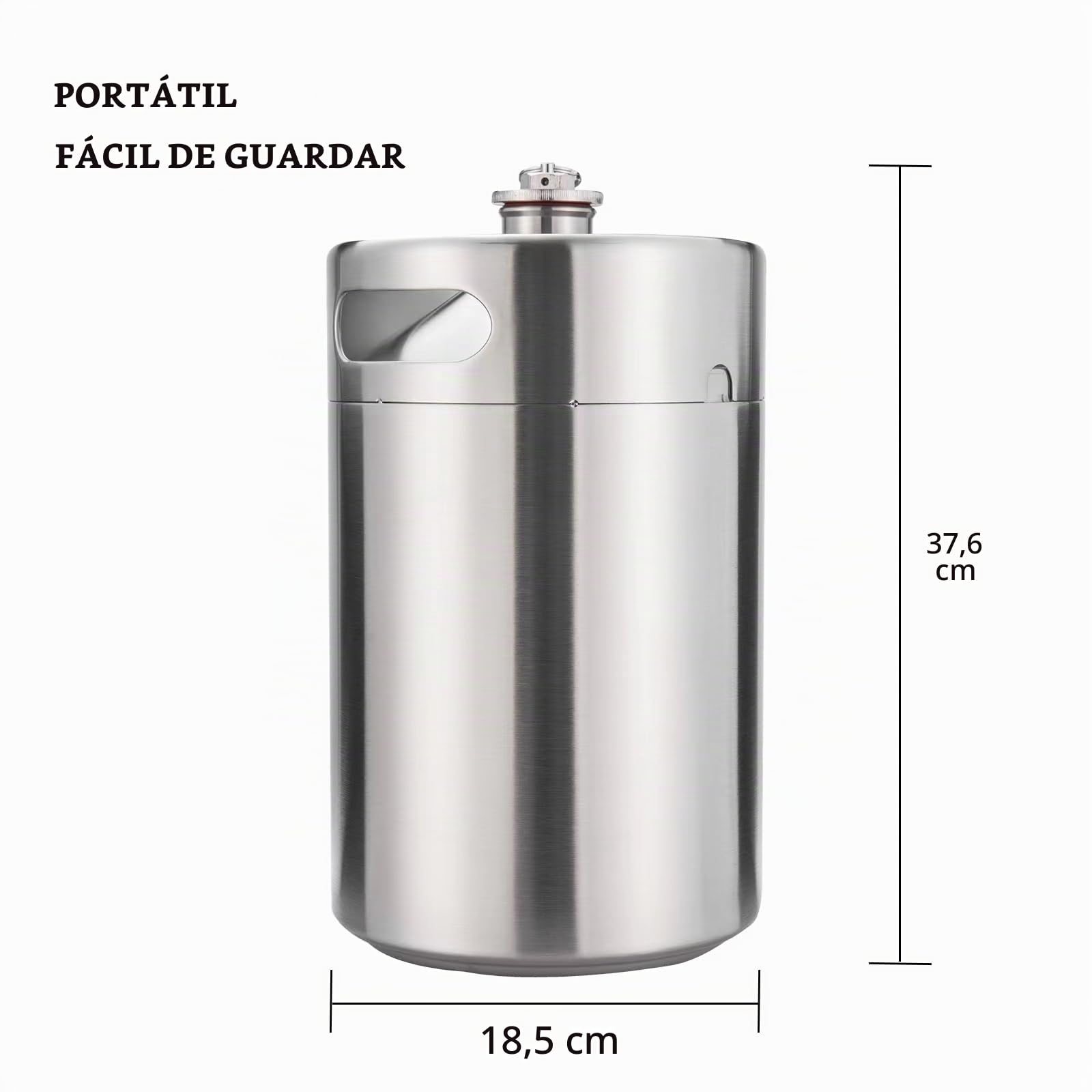 TMCRAFT Barril de Cerveza Portátil de Acero Inoxidable de 8 Litros Con Tapa en Espiral Para Elaboración Casera y de Barril