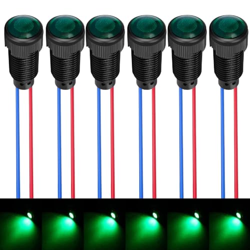 Gebildet 6 piezas Luz piloto indicadora LED verde 110-220VCA Tamaño del orificio de montaje 10mm (carcasa de plástico ignífugo)